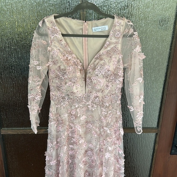 Mac Duggal Pink Embellished Long Sleeve Gown - Picture 6 of 15
